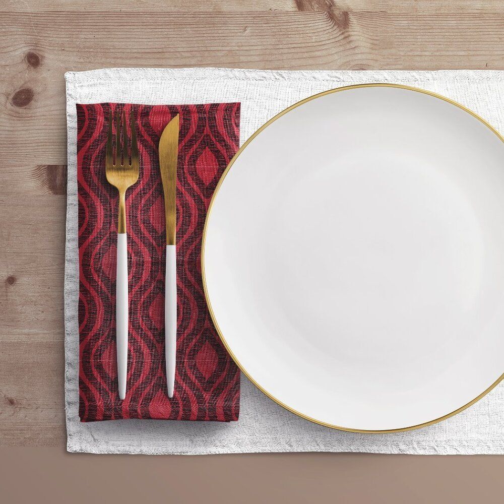 NWT Porter Anna- Red & Black Cotton Napkin 4-set, Ogee